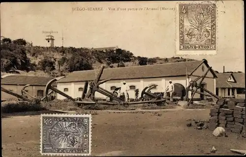Ak Diego Suarez Antsiranana Madagaskar, Vue d'une partie de l'Arsenal, Marine