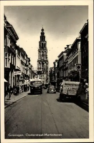 Ak Groningen Niederlande, Oosterstraat-Martinitoren