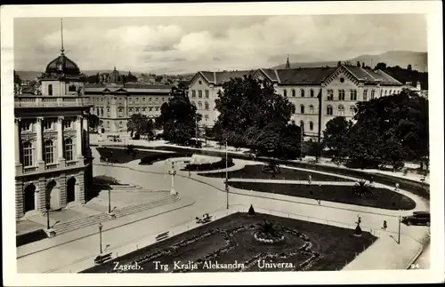 Ak Zagreb Kroatien, Trg Kralja Aleksandra, Univerza