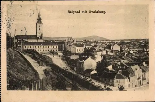 Ak Belgrad Beograd Serbien, Blick auf den Ort, Avalaberg
