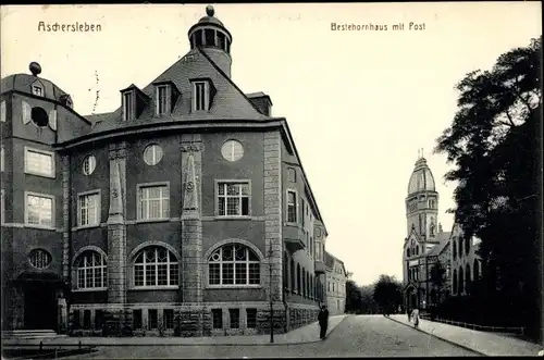 Ak Aschersleben im Salzlandkreis, Bestehornhaus mit Post