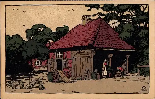 Steindruck Ak Schleswig Holstein, Alte Dorfschmiede