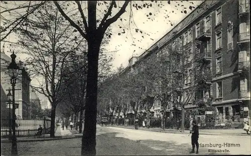 Ak Hamburg Mitte Hamm, Ritterstraße, Straßenpartie, Gebäude