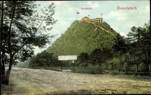 Ak Hamburg Harburg Hausbruch, Straßenpartie mit Blick zur Sennhütte, Berg