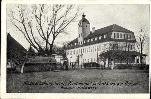 Ak Haffkrug Scharbeutz in Ostholstein, Kindererholungsheim Produktion, Hofseite