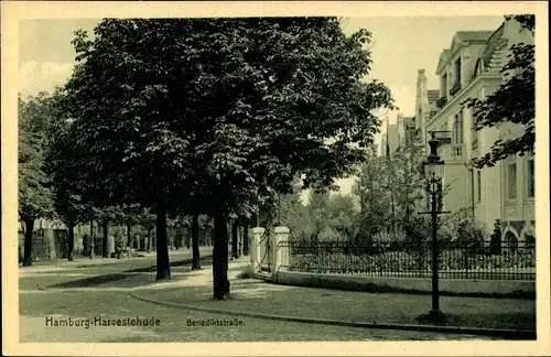 Ak Hamburg Eimsbüttel Harvestehude, Blick in die Benediktstraße, Wohnhäuser