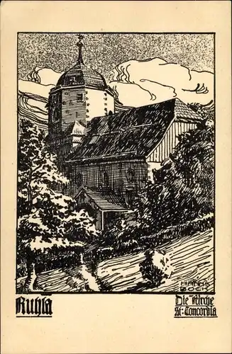 Künstler Ak Bock, H., Ruhla, Die Kirche Alt Concordia