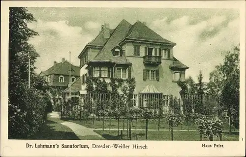 Ak Dresden Weißer Hirsch, Dr. Lahmann's Sanatorium, Haus Paira