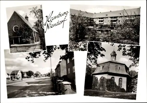 Ak Hamburg Eimsbüttel Niendorf, Katholische Kirche, Marktplatz, Brunnen, Evangelische Kirche