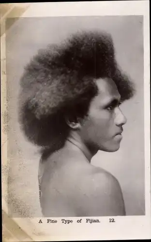 Ak Fidschi, A fine type of Fijian, Männerportrait