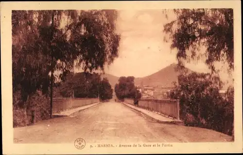 Ak Marnia Maghnia Algerien, Avenue de la Gare et le Fortin