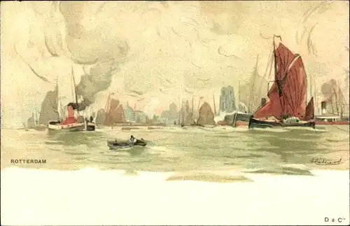 Künstler Ak Cassiers, Henri, Rotterdam Nordholland, Segelboote, Schiffe, Ruderboote
