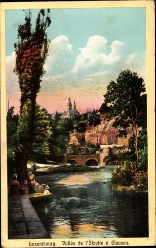 Ak Clausen Luxemburg, Vallée de l'Alzette, Flusstal
