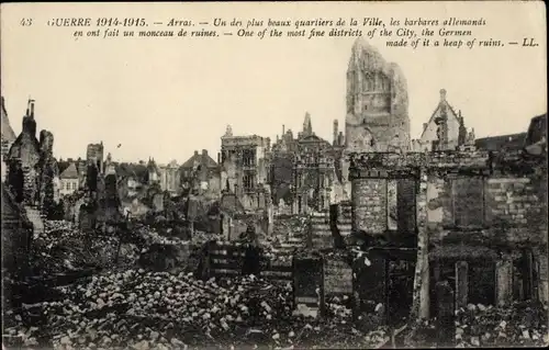 Ak Arras Pas de Calais, Un de plus beaux quartiers de la Ville, Kriegszerstörungen, I. WK
