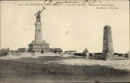 Ak Valmy Marne, Statue de Kellermann