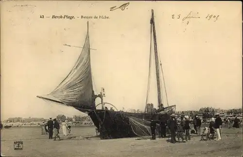 Ak Berck Plage Pas de Calais, Bateau de Peche