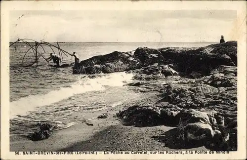 Ak Saint Brevin les Pins Loire Atlantique, La Peche au Carrelet, les Rochers, a la Pointe de Mindin