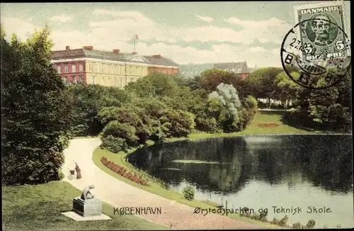 Ak København Kopenhagen Dänemark, Orstedsparken og Teknisk Skole
