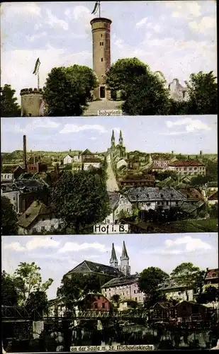 Ak Hof an der Saale Oberfranken Bayern, St. Michaeliskirche, Labyrinth, Panorama