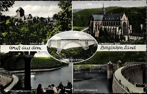 Ak Burg an der Wupper Solingen, Schloss Burg, Altenberger Dom, Müngstener Brücke, Talsperren