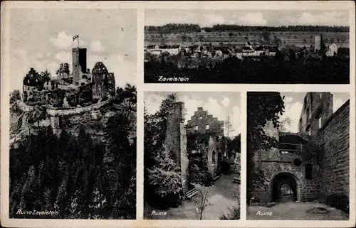 Ak Zavelstein im Schwarzwald Württemberg, Ruine, Panorama