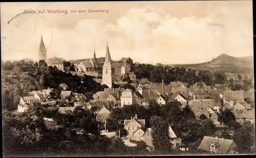 Ak Warburg in Westfalen, Panorama, Desenberg, Kirche