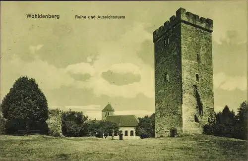 Ak Silium Holle in Niedersachsen, Burg Wohldenberg, Ruine und Aussichtsturm