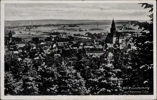 Ak Kamenz in Sachsen, Blick vom Hutberg, Panorama, Kirchturm