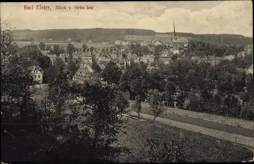 Ak Bad Elster im Vogtland, Blick v. Grün her, Panorama