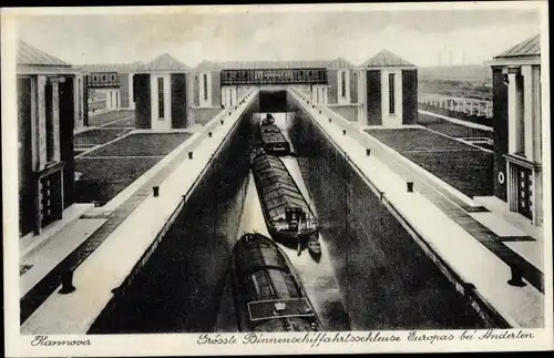 Ak Anderten Hannover in Niedersachsen, Größte Binnenschifffahrtschleuse Europas