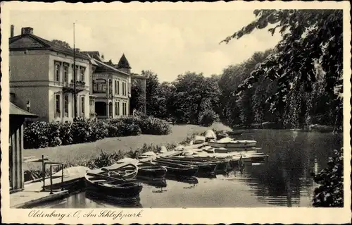 Ak Oldenburg im Großherzogtum Oldenburg, Am Schlosspark, Boote