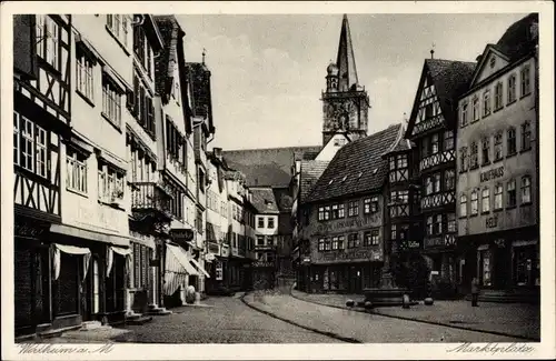 Ak Wertheim im Main Tauber Kreis, Apotheke, Kaufhaus, Kirchturm, Marktplatz