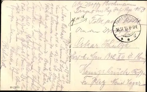 Ak Paderborn in Westfalen, An der Pader, Brücke, Kirchturm