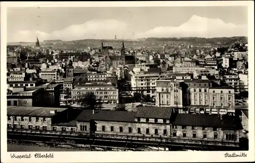 Ak Wuppertal in Nordrhein Westfalen, Elberfeld, Stadtmitte, Panorama