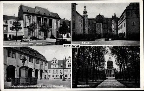 Ak Dessau in Sachsen Anhalt, Haus des Statthalters Loeper, Mausoleum, Schloss