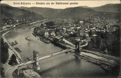 Ak Děčín Tetschen an der Elbe Region Aussig, Blick von der Schäferwand