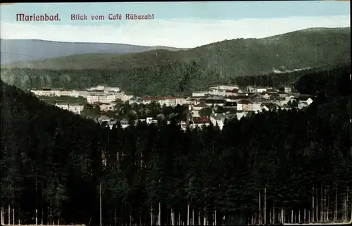 Ak Mariánské Lázně Marienbad Region Karlsbad, Blick vom Café Rübezahl