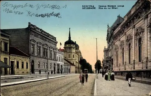 Ak Belgrad Beograd Serbien, Rue du roi Milan