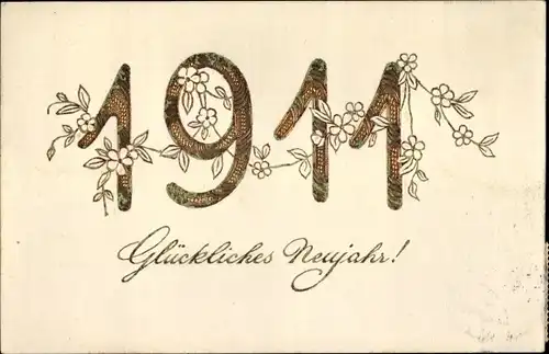Präge Ak Glückwunsch Neujahr 1910, Blumen
