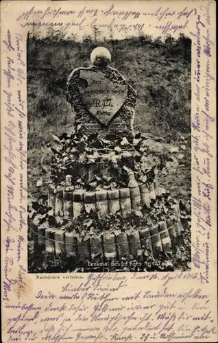 Ak Denkmal des Infanterie Rgts. Nr. 127, I. WK
