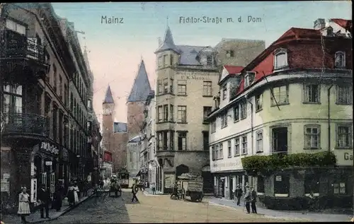 Ak Mainz am Rhein, Fichtor-Straße mit Don