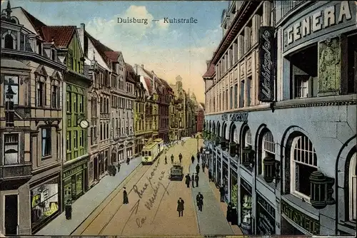 Ak Duisburg im Ruhrgebiet, Blick in die Kuhstraße