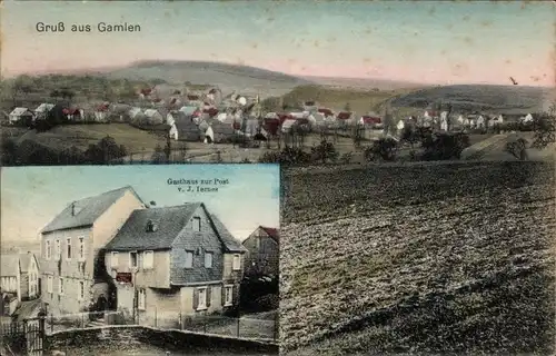 Ak Gamlen Rheinland Pfalz, Gasthaus zur Post, Blick auf den Ort