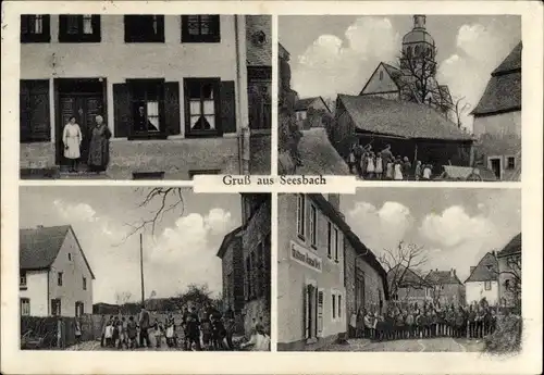 Ak Seesbach im Hunsrück, Kirche, Gasthaus, Ortsansichten