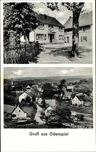 Ak Odenspiel Reichshof im Oberbergischen Land, Gasthof Weyer, Blick auf den Ort