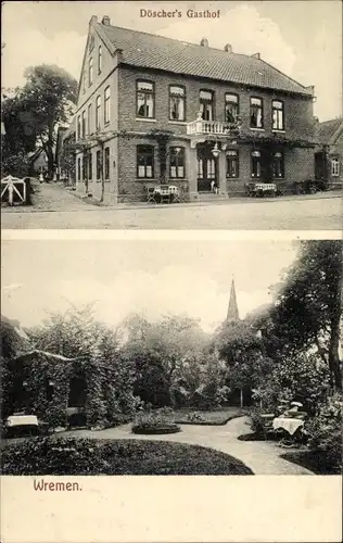 Ak Nordseebad Wremen Wurster Nordseeküste, Döscher's Gasthof, Gartenpartie