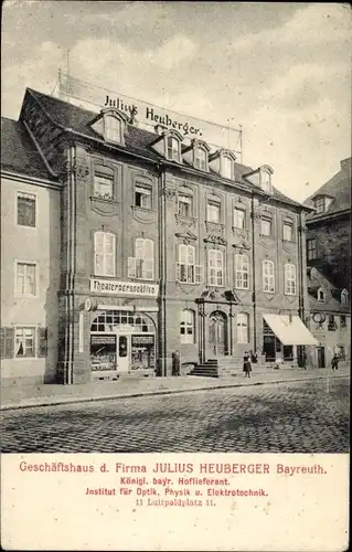 Ak Bayreuth in Oberfranken,Geschäftshaus der Firma Julius Heuberger,Theaterperspektive,Luitpoldplatz
