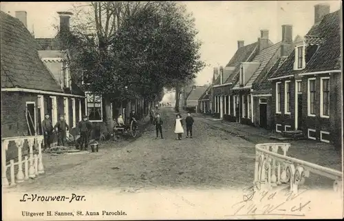 Ak Vrouwenparochie Friesland Niederlande, Straßenpartie