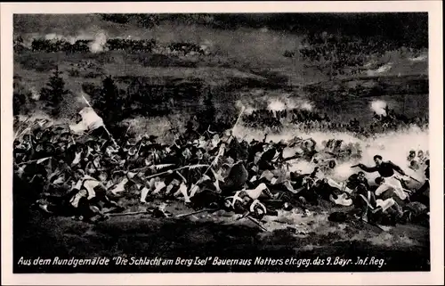 Ak Innsbruck in Tirol, Aus dem Rundgemälde Die Schlacht am Berg Isel, Bauern aus Natters geg. 9. Reg