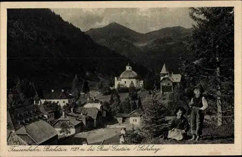 Ak Böckstein Bad Gastein in Salzburg, Kinder am Wald blicken auf den Ort, Tauernbahn